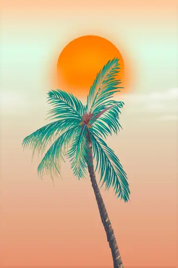 Affiche poster paysage tropical palmier