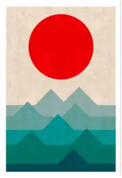 Affiche géométrique paysage bleu