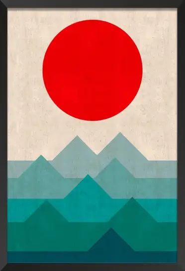 Affiche géométrique paysage bleu