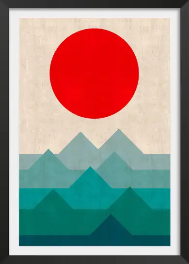 Affiche géométrique paysage bleu