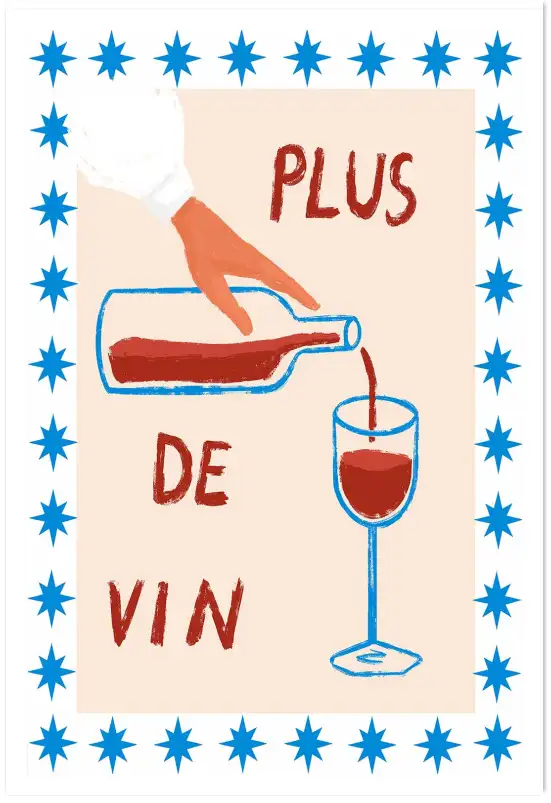Affiche poster cuisine plus de vin