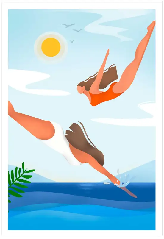 Affiche poster été plongée mer