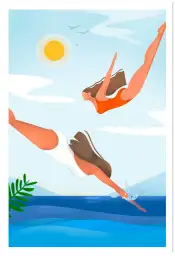 Affiche poster été plongée mer