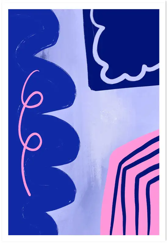Affiche poster motif abstrait bleu rose