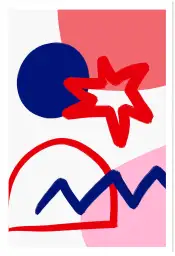 Affiche poster abstrait étoile rouge