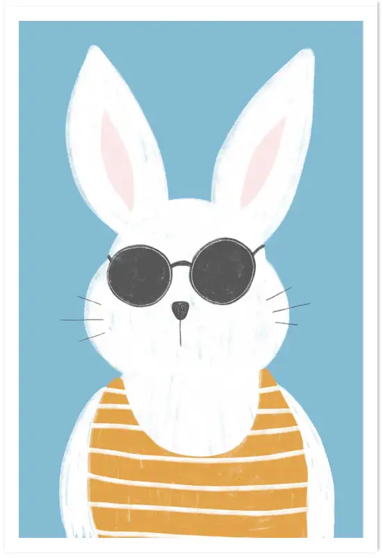 Affiche illustration lapin lunettes de soleil
