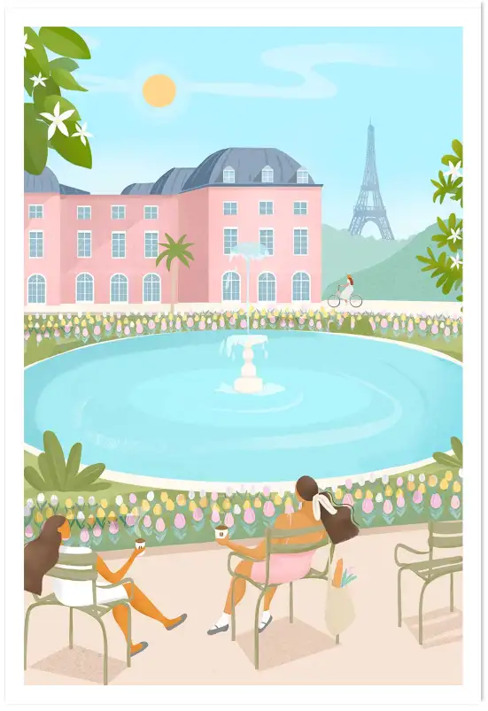 Affiche illustration paris jardin du luxembourg