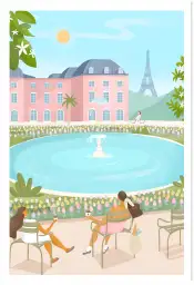 Affiche illustration paris jardin du luxembourg