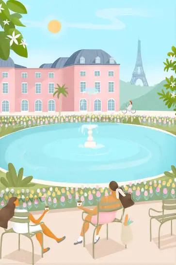 Affiche illustration paris jardin du luxembourg