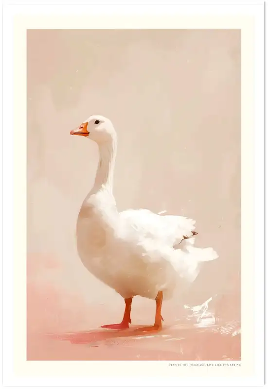 Affiche peinture oie blanche vintage