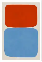 Affiche art abstrait formes rouge et bleu