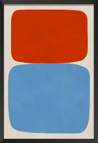 Affiche art abstrait formes rouge et bleu