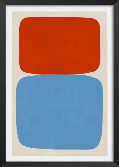 Affiche art abstrait formes rouge et bleu