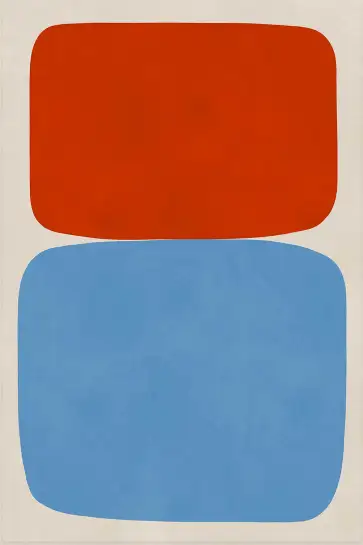 Affiche art abstrait formes rouge et bleu