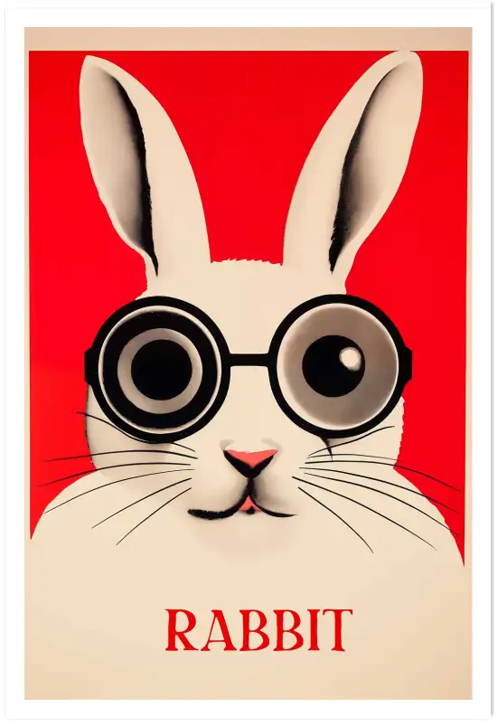 Affiche illustration lapin vintage