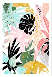 Affiche illustration feuillage jungle pastel