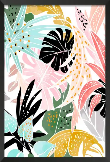 Affiche illustration feuillage jungle pastel