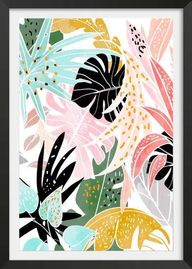 Affiche illustration feuillage jungle pastel