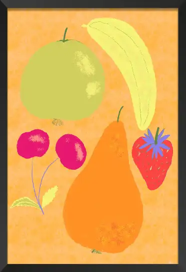 Affiche illustration fruits colorés naïf