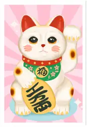 Affiche illustration maneki neko chat japonais