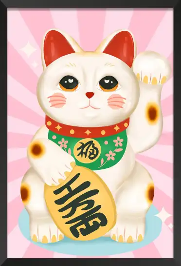 Affiche illustration maneki neko chat japonais