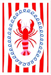Affiche illustration homard rouge et rose