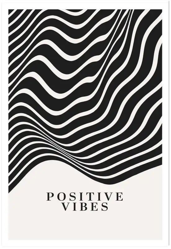 Affiche art abstrait ondulations positive vibes