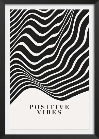 Affiche art abstrait ondulations positive vibes