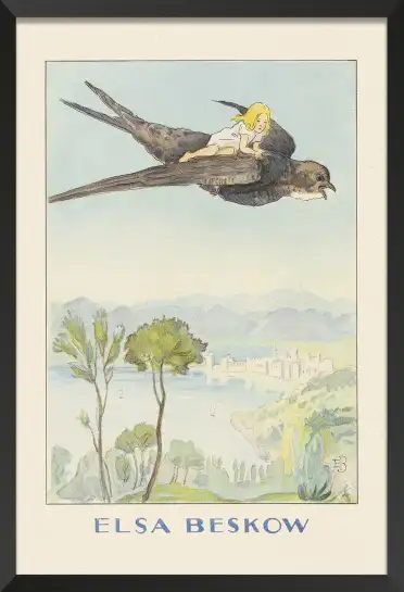 Affiche illustration poucette hirondelle elsa beskow