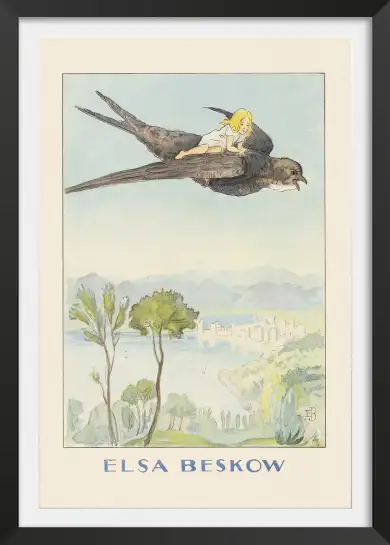 Affiche illustration poucette hirondelle elsa beskow
