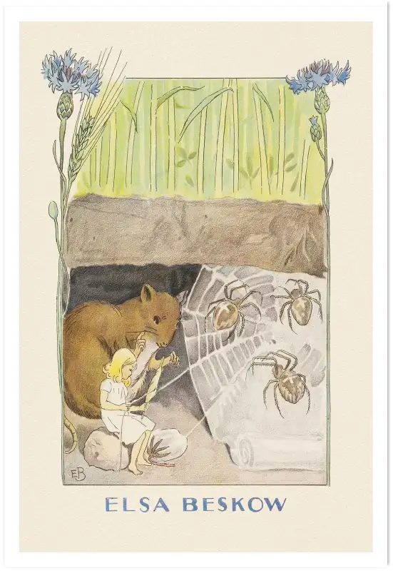 Affiche illustration poucette mulot araignees elsa beskow