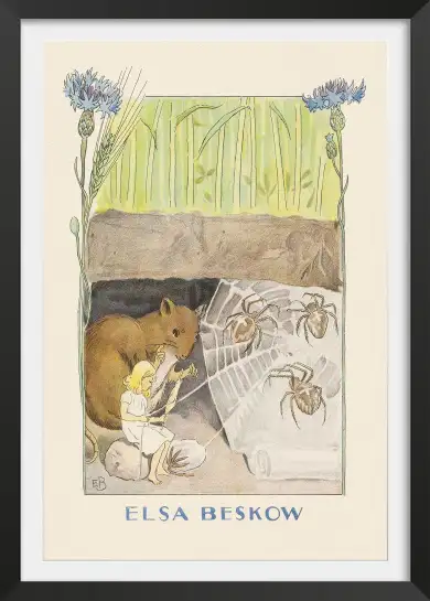 Affiche illustration poucette mulot araignees elsa beskow