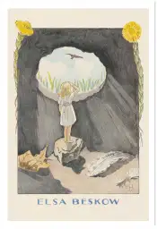 Affiche illustration poucette grotte oiseau elsa beskow