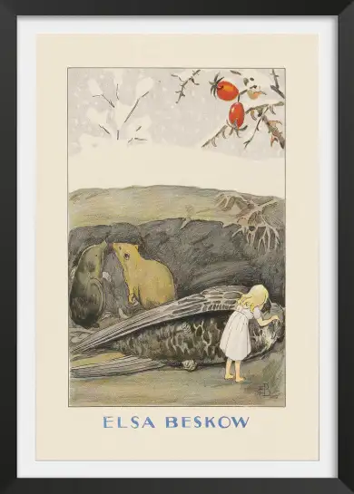 Affiche illustration poucette hirondelle blessee elsa beskow
