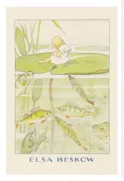 Affiche illustration poucette triste poissons elsa beskow