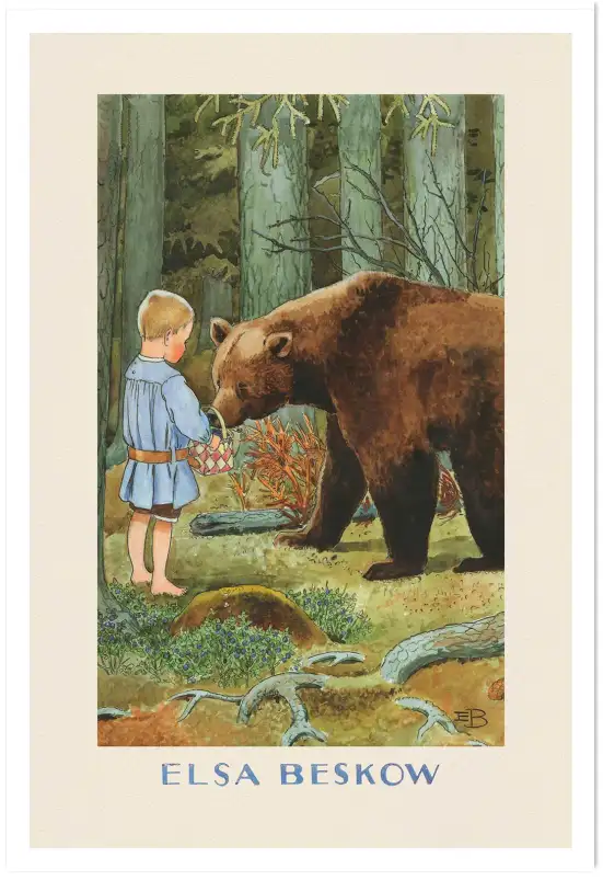 Affiche illustration enfant ours foret elsa beskow