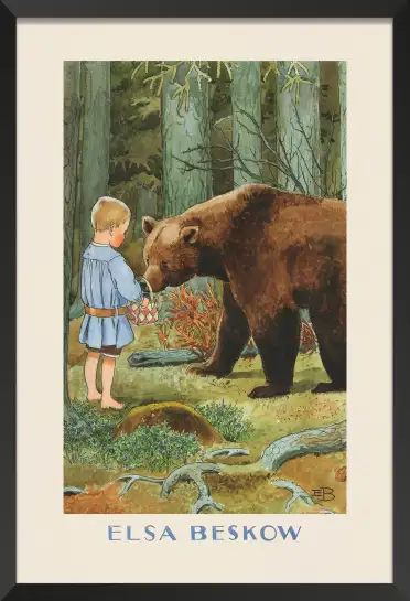 Affiche illustration enfant ours foret elsa beskow