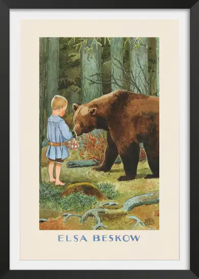 Affiche illustration enfant ours foret elsa beskow