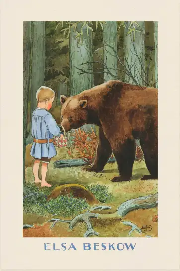 Affiche illustration enfant ours foret elsa beskow