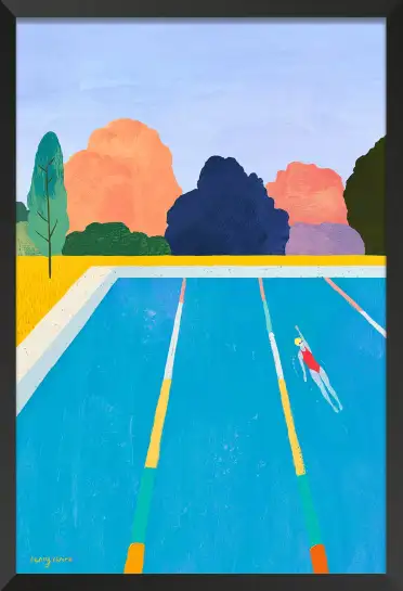 Affiche illustration piscine nageur Henry Rivers