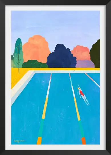 Affiche illustration piscine nageur Henry Rivers
