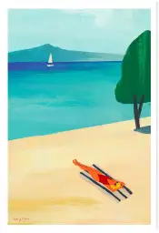 Affiche illustration plage bain de soleil Henry Rivers