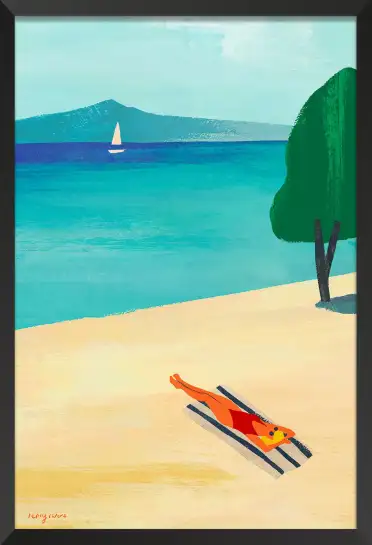 Affiche illustration plage bain de soleil Henry Rivers