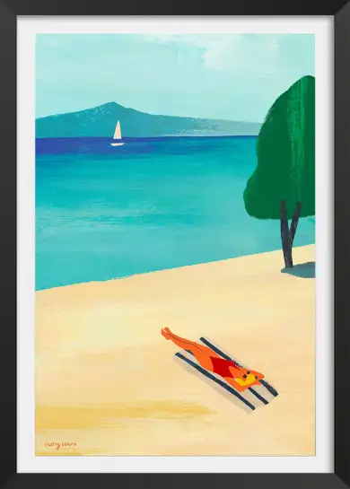 Affiche illustration plage bain de soleil Henry Rivers