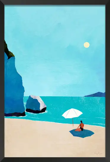 Affiche illustration plage parasol falaise Henry Rivers