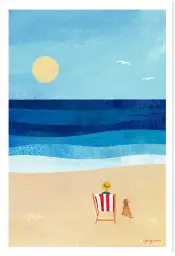 Affiche illustration plage transat chien Henry Rivers