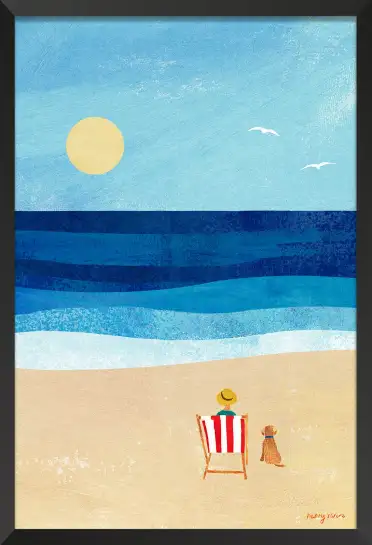 Affiche illustration plage transat chien Henry Rivers