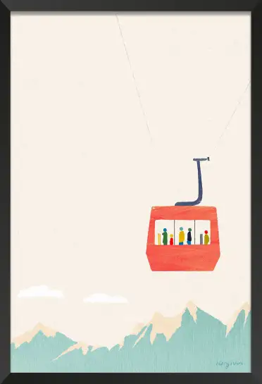 Affiche illustration téléphérique montagne Henry Rivers
