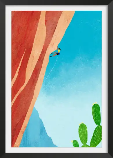 Affiche illustration escalade falaise rouge henry rivers
