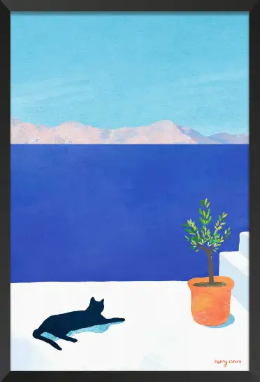 Affiche illustration Cat siesta en bord de mer Henry Rivers